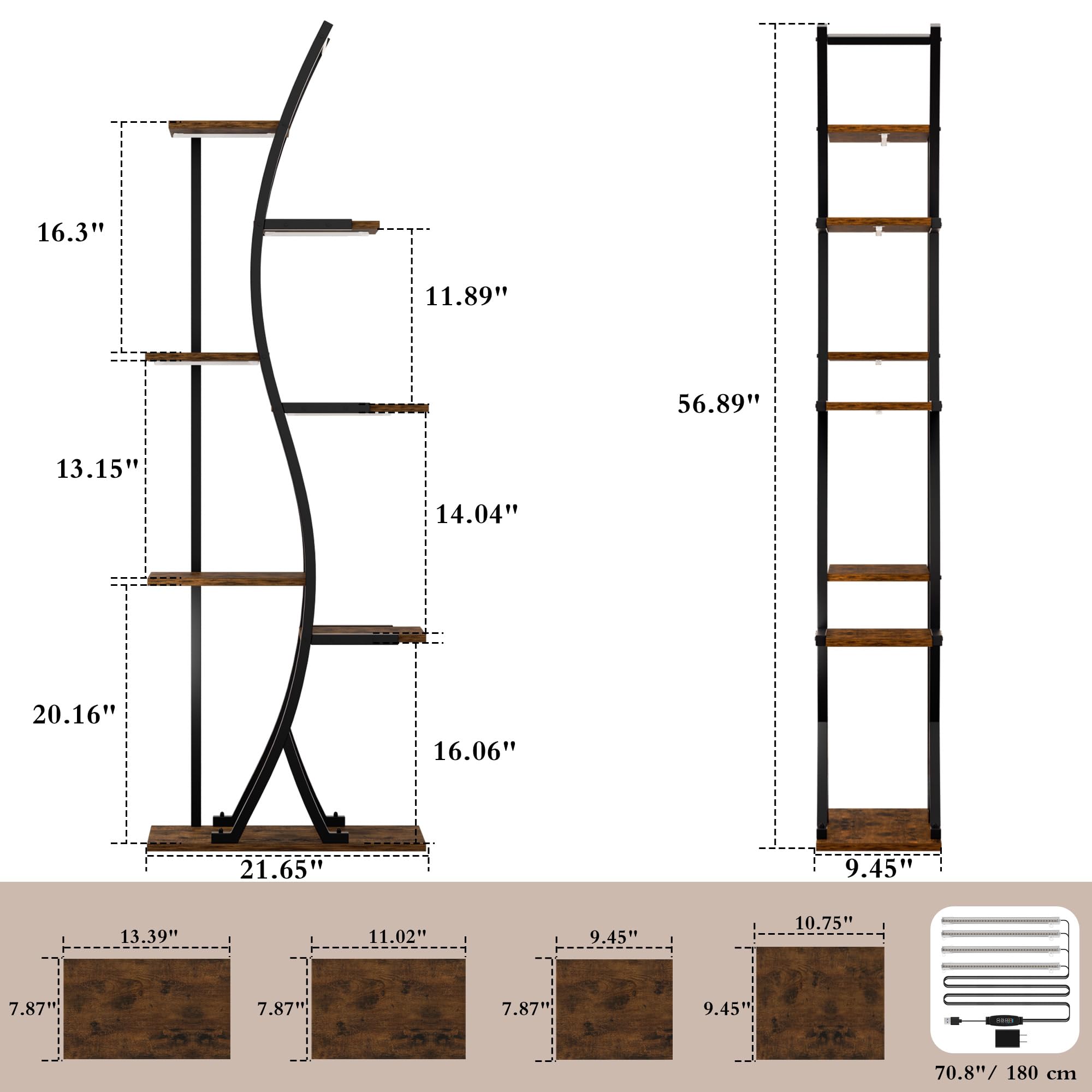 MJOMKN close-up of four adjustable grow light heads demonstrating targeted lighting