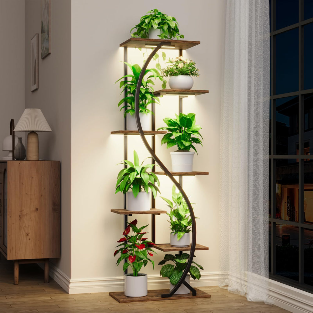 MJOMKN top-tier plants closeup under LED lights, encouraging healthier indoor growth