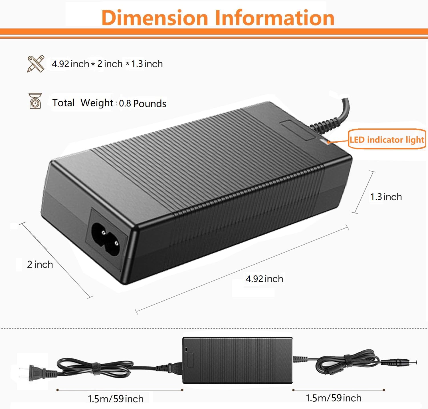 MJPOWER long AC cable displayed for flexible placement benefit