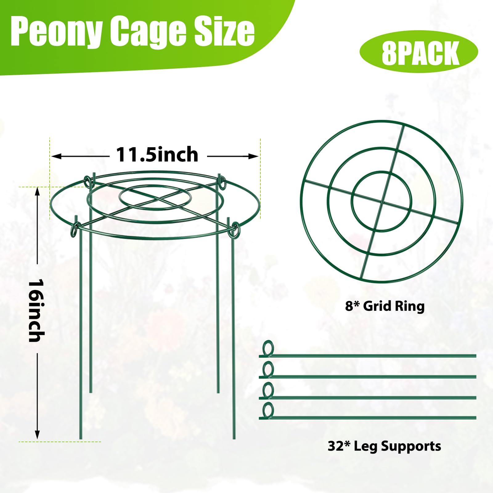 MJZ close-up of green grid top showing sturdy wire and plant protection