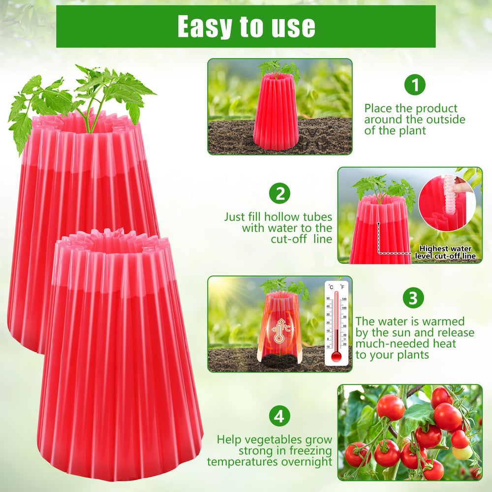 MJZ protector installed around a tomato plant protecting against cold and pests