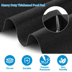 MJZ pad placed under rectangular pool illustrating protection in use