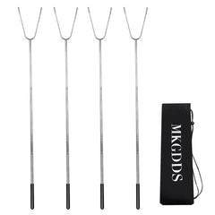 MKGDDS front view of four roasting sticks showing design and benefit of durability
