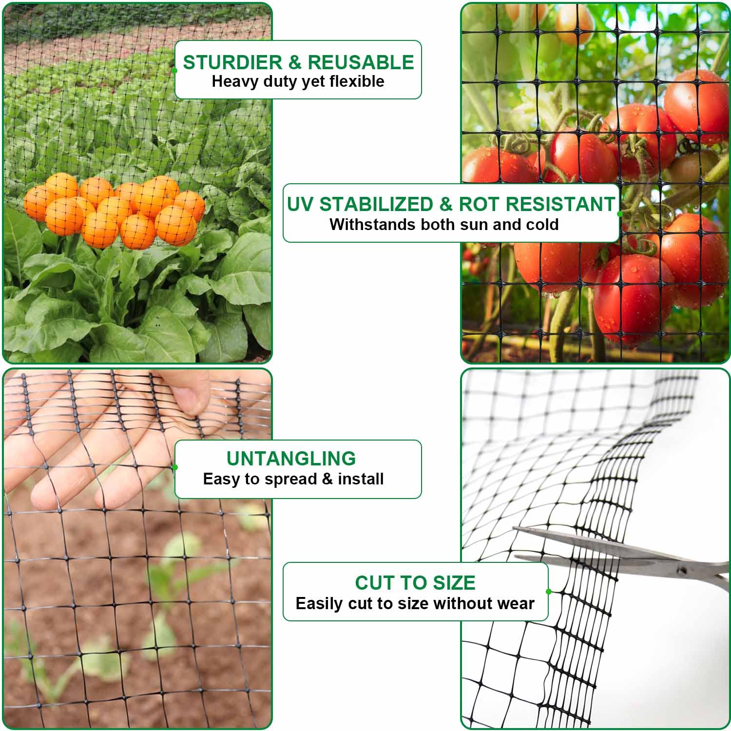 Mklsit netting covering vegetable bed allowing pollinators while blocking pests
