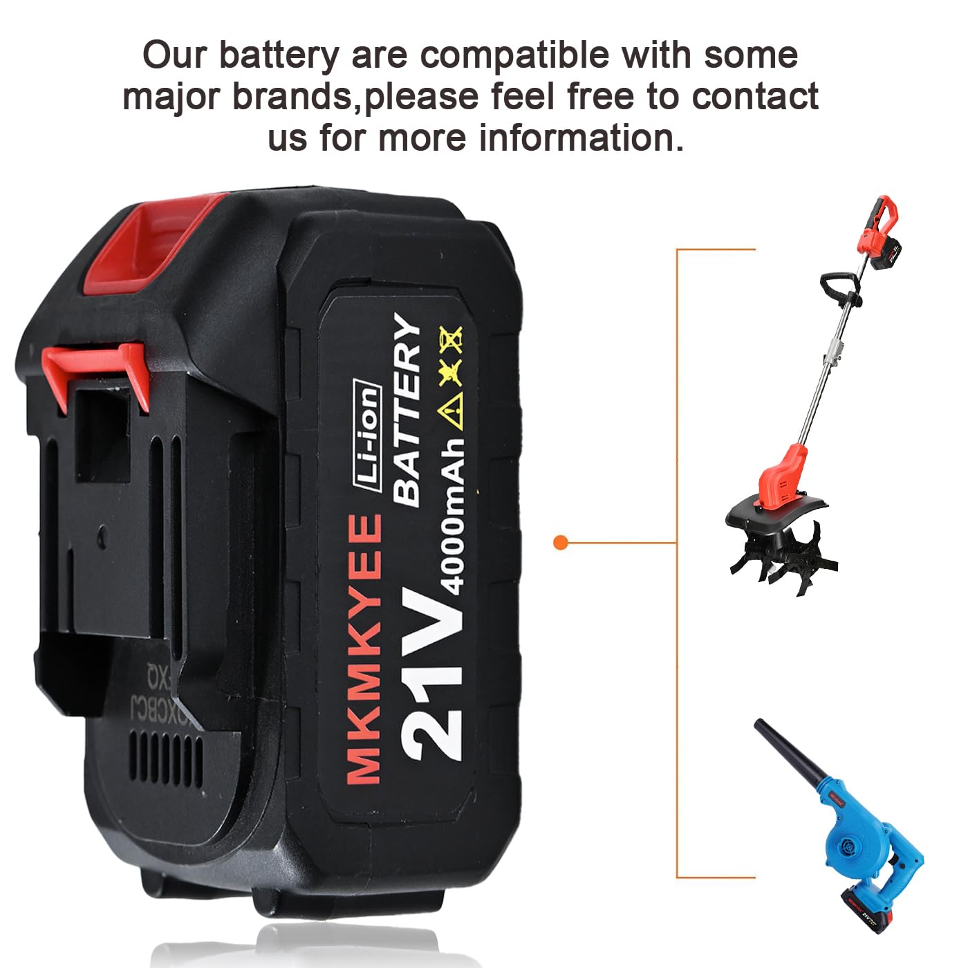 MKMKYEE battery installed in cordless tiller showing restored portable garden power