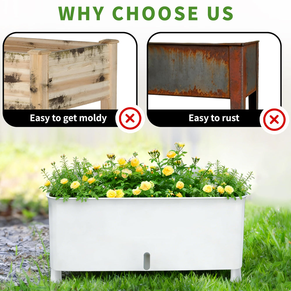 MNKXL side profile of raised planter highlighting ergonomic height and accessibility
