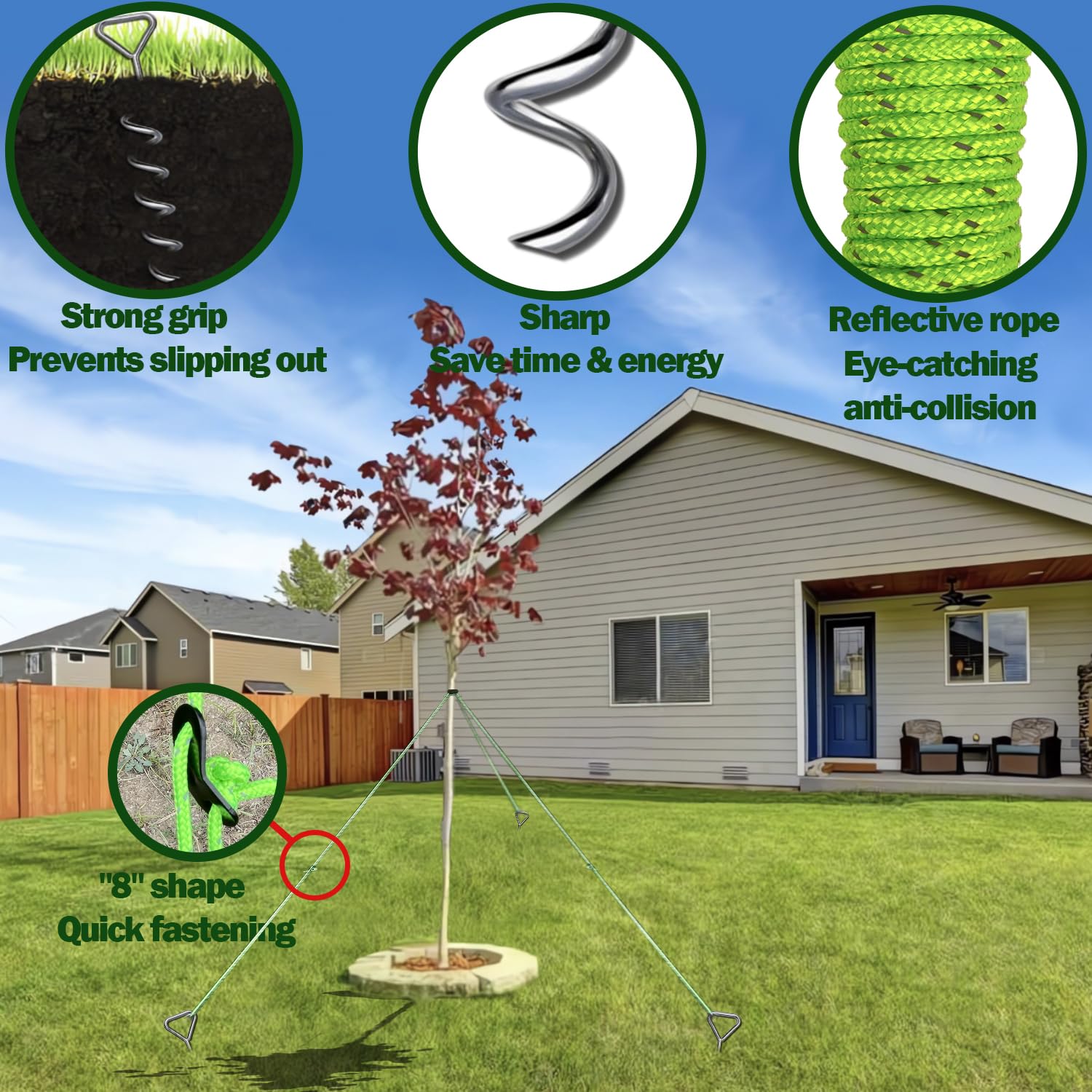 MNPARTS reflective rope and padded strap detail for visible, bark-safe support