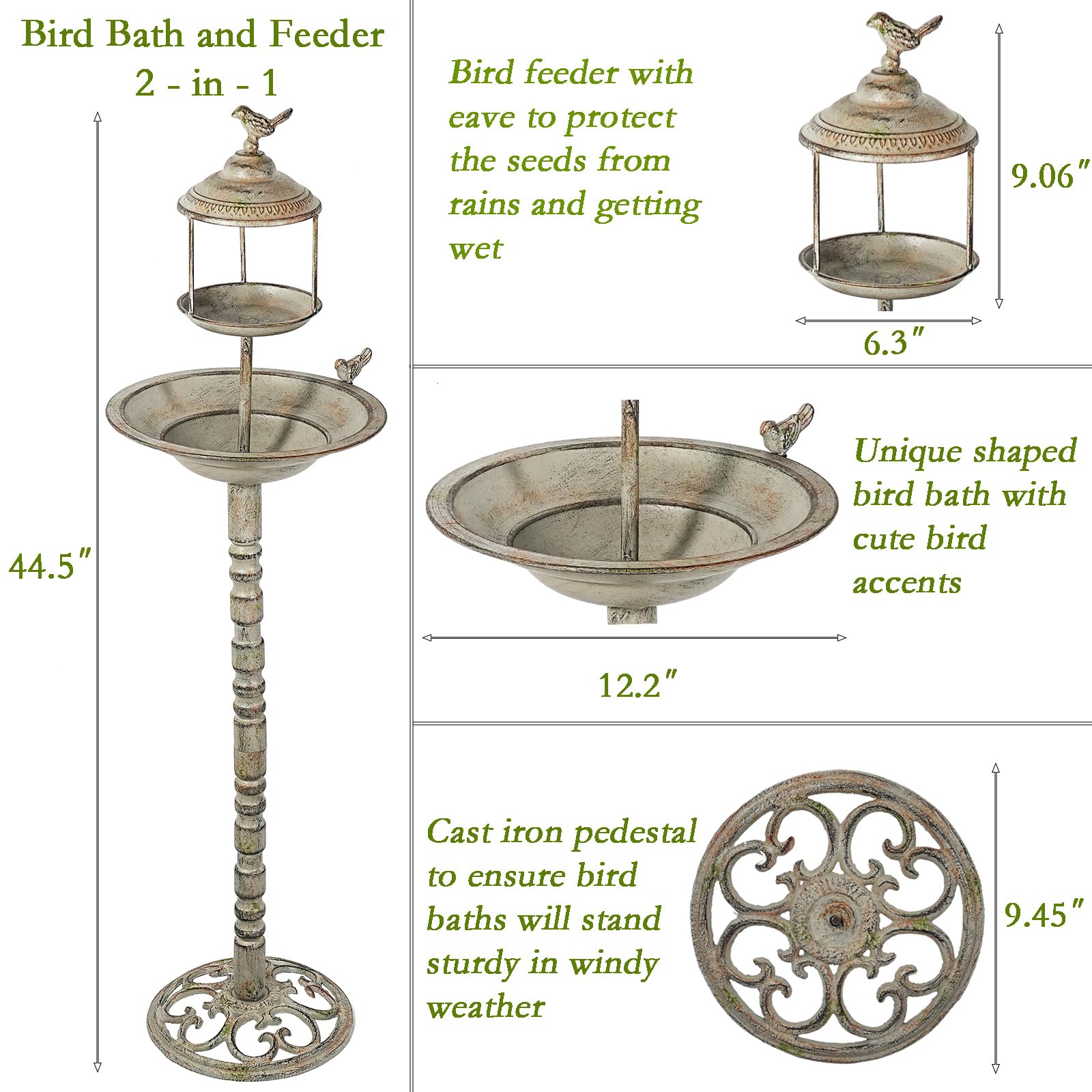 MNRYLKB top view of 12.2-inch bath bowl for easy bird access and cleaning
