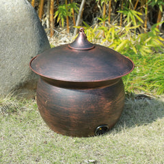 MNRYLKB front view of copper hose pot showing neat storage and curb appeal