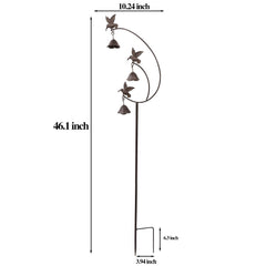 MNRYLKB detailed shot of cast-iron bells under birds demonstrating crisp wind chime sound