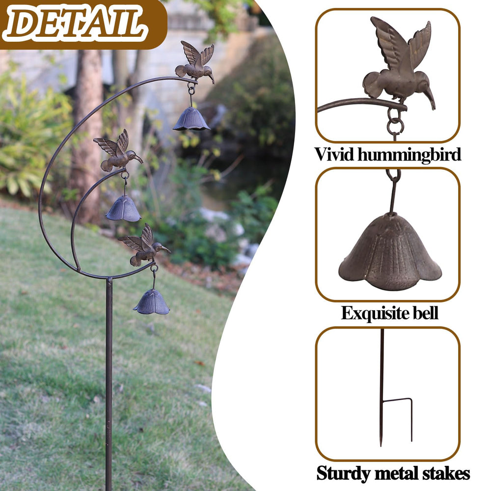 MNRYLKB garden stake placed in a flower bed showing movement and decorative appeal