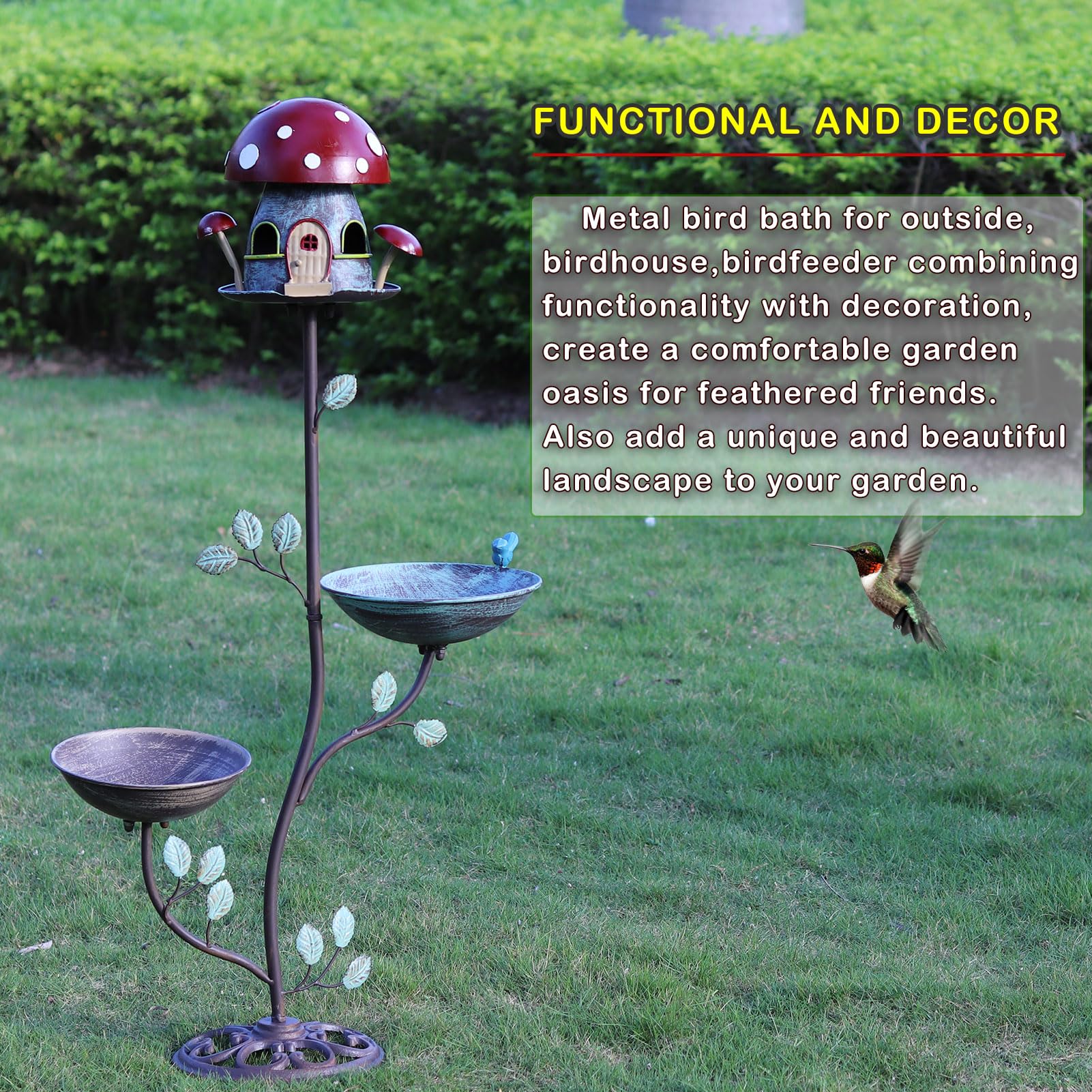 MNRYLKB on a patio among flowers showing decorative appeal and wildlife-friendly benefit