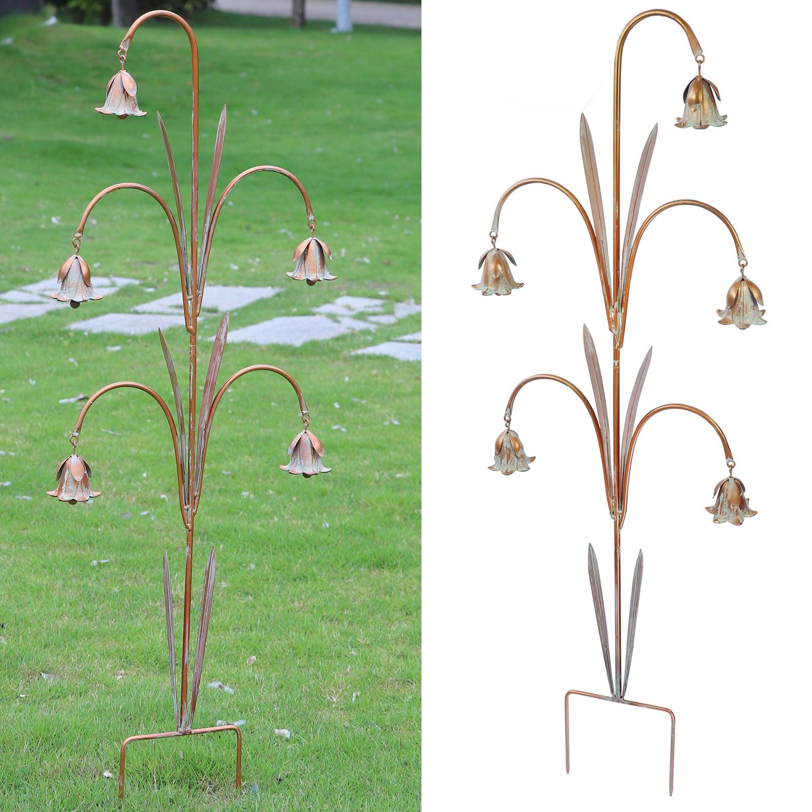 MNRYLKB front view of metal flower stake showing color and shape benefits