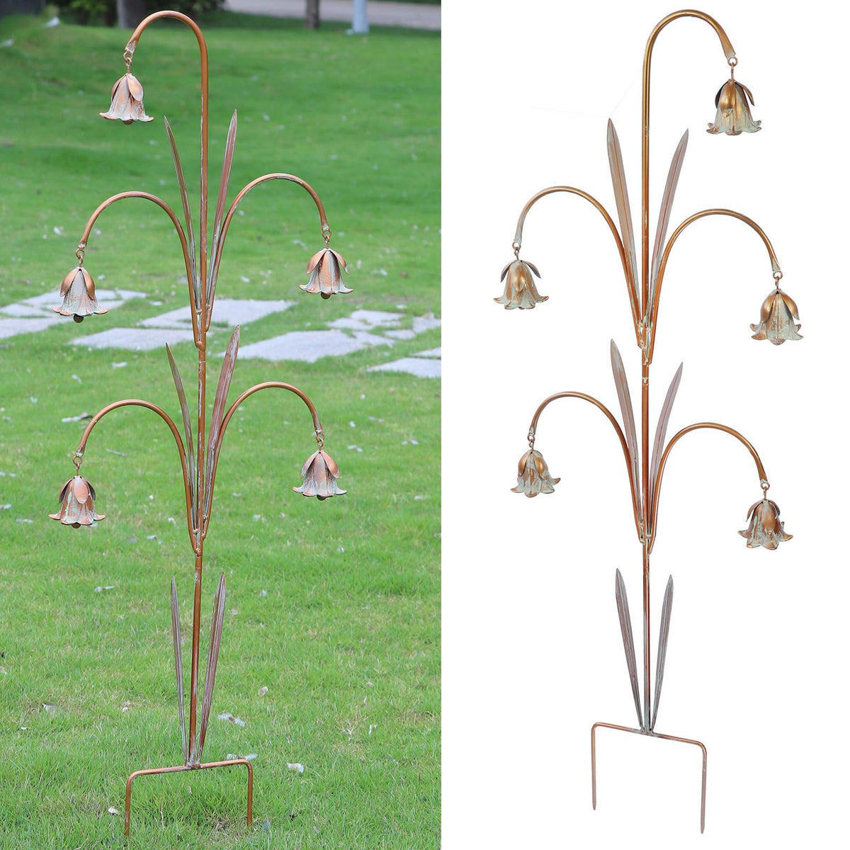 MNRYLKB front view of metal flower stake showing color and shape benefits