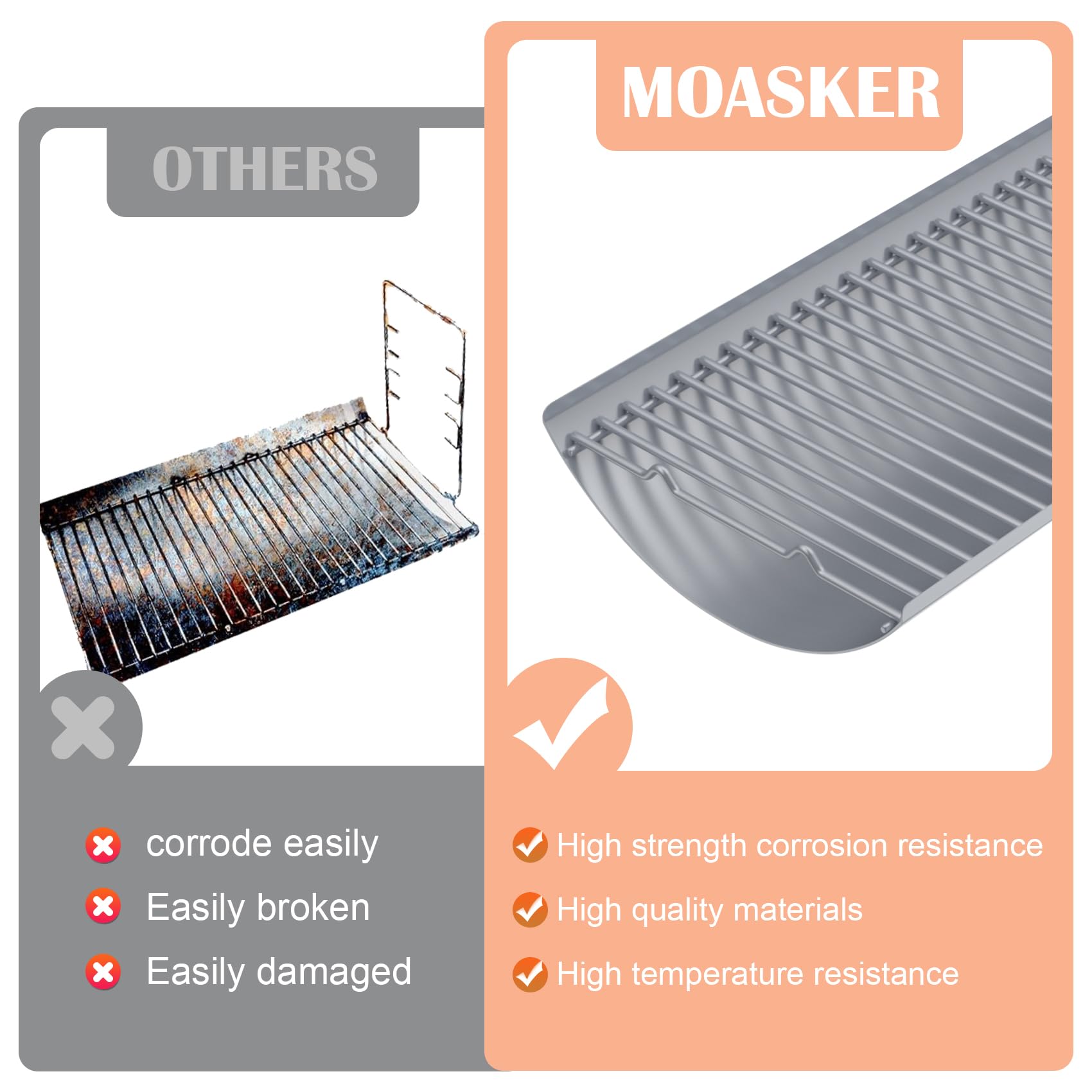 MOASKER ash pan next to ruler showing 25-inch scale for correct fit