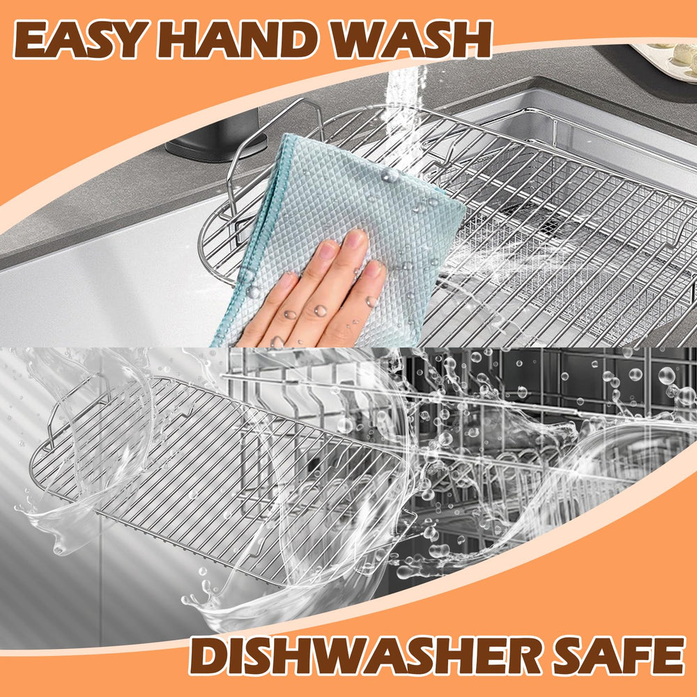 MOASKER rack being rinsed to show easy cleaning and dishwasher safety
