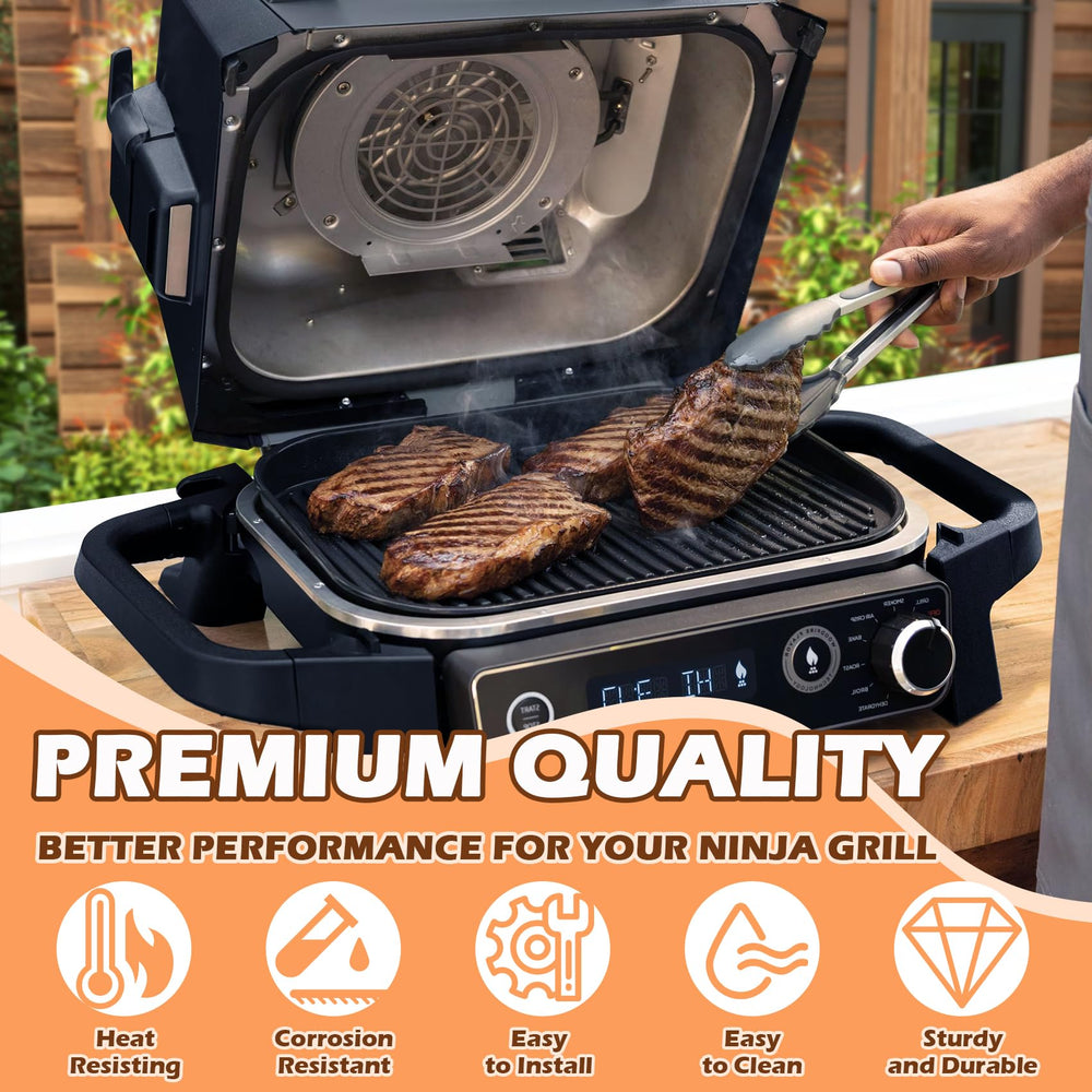 MOASKER searing steak on griddle showing even browning and professional marks