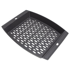 MOASKER front view of cast iron grill basket showing sturdy build and cooking area