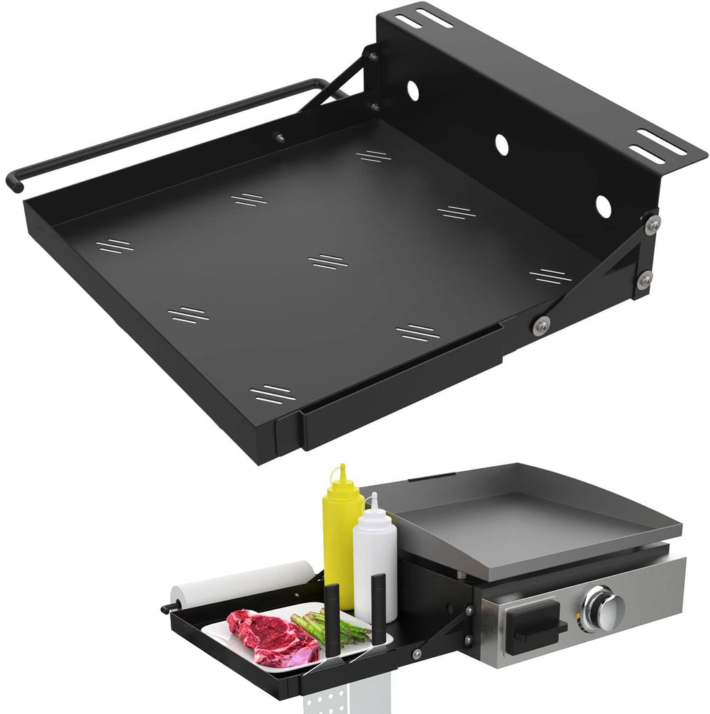 MOASKER front shelf on Blackstone griddle showing extra prep space and easy access