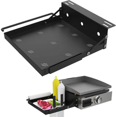 MOASKER front shelf on Blackstone griddle showing extra prep space and easy access