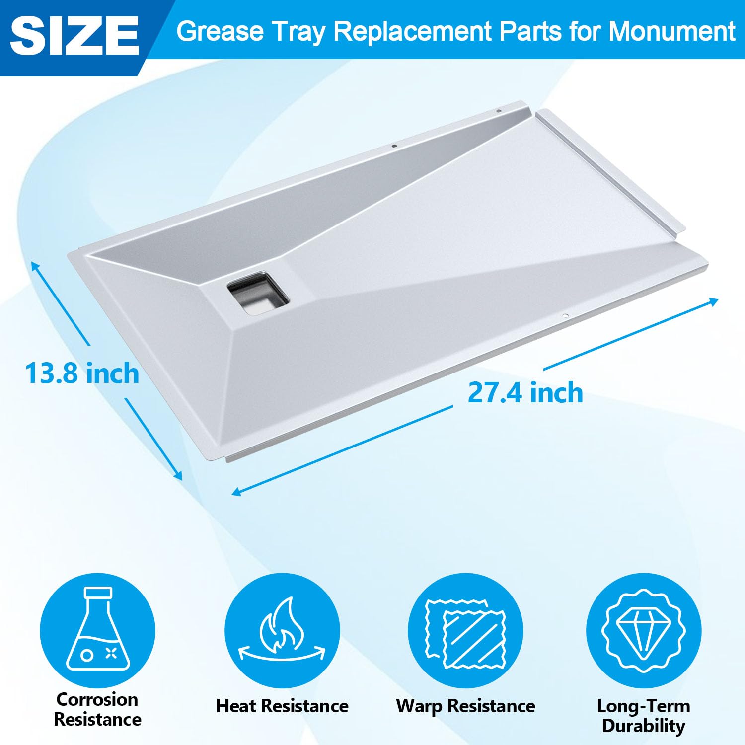 MOASKER grease tray edge closeup showing smooth finish for easier cleaning