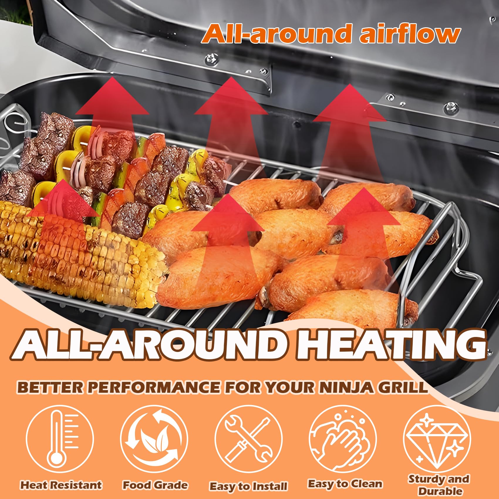 MOASKER racks placed inside Ninja Woodfire XL showing fit and airflow