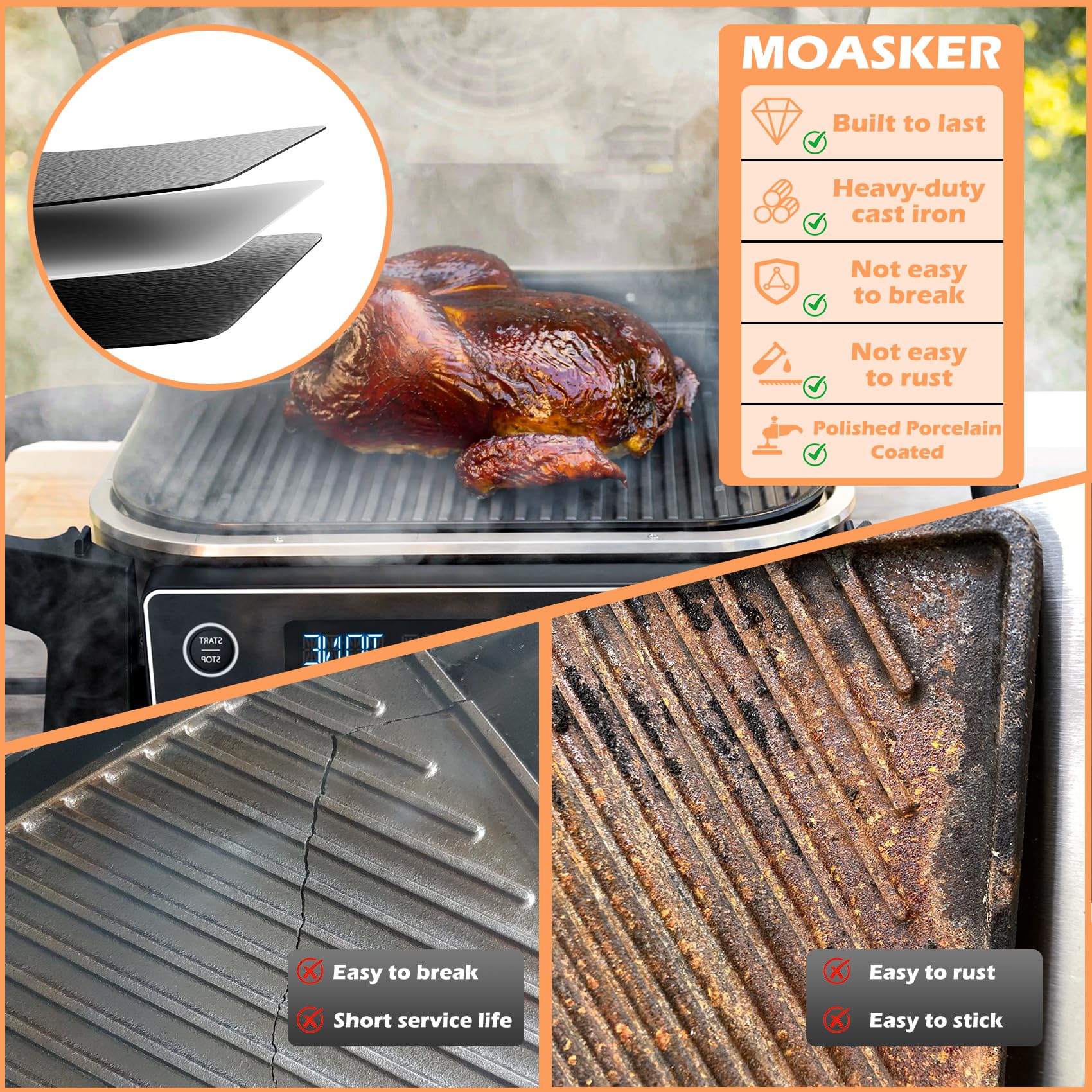 MOASKER installed in Ninja Woodfire grill demonstrating click-in convenience