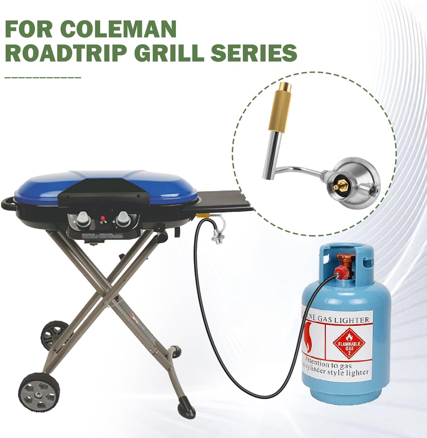 MOASKER adapter installed on a Coleman griddle for longer run times and fewer canister swaps