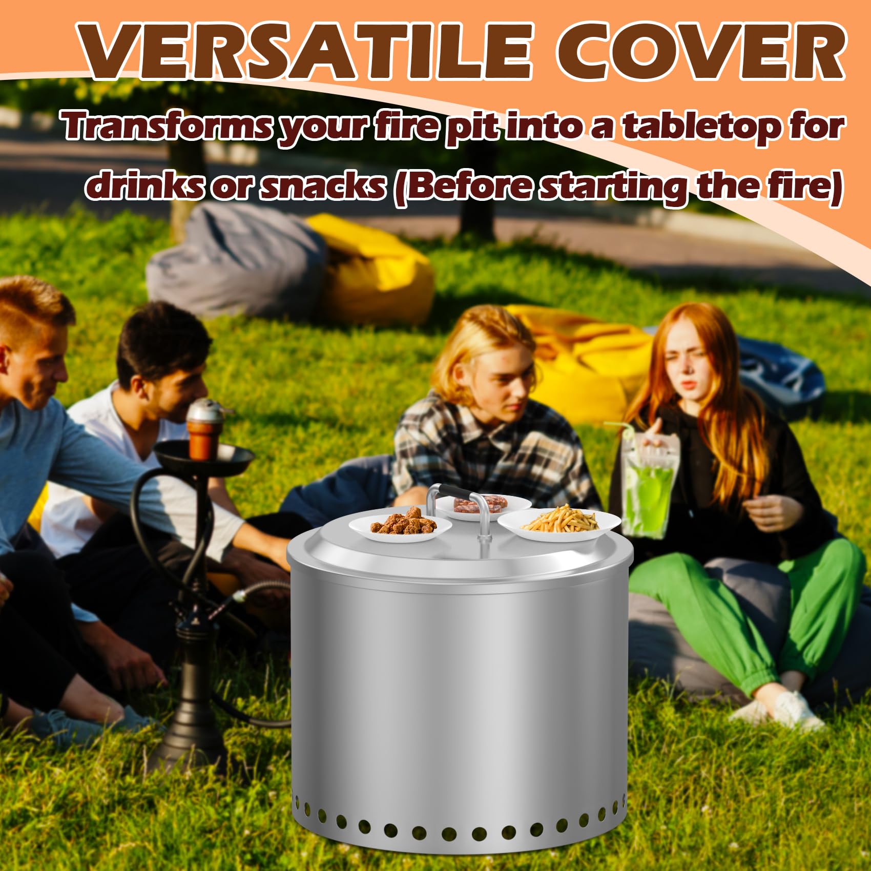 MOASKER lid fitted on Solo Stove Yukon demonstrating ember containment
