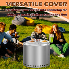 MOASKER lid fitted on Solo Stove Yukon demonstrating ember containment