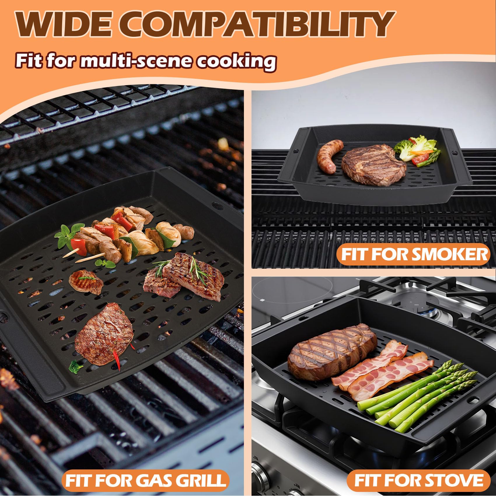 MOASKER shrimp and vegetables grilling evenly without falling through grates
