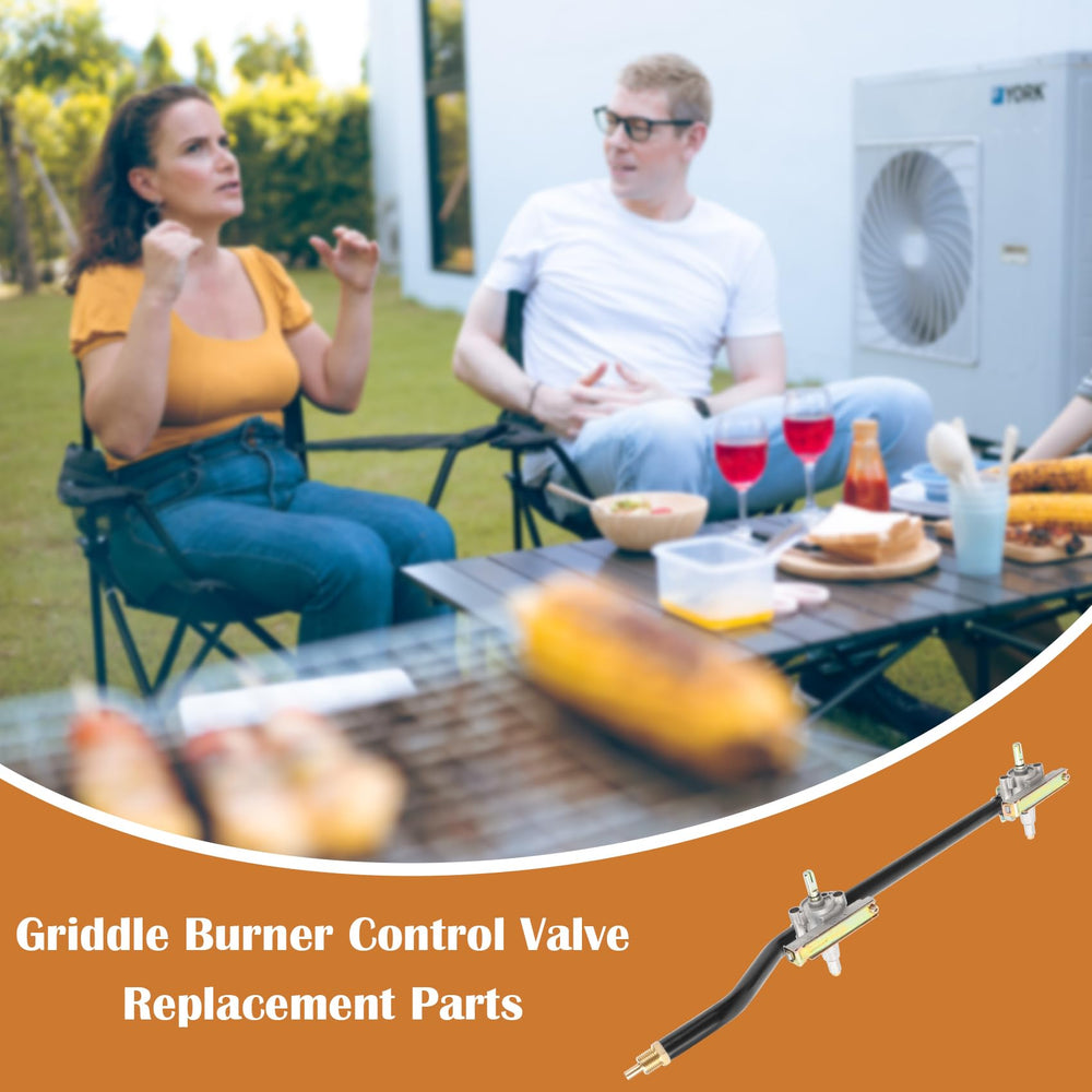 MOASKER valve held near Blackstone tabletop grill showing quick repair convenience