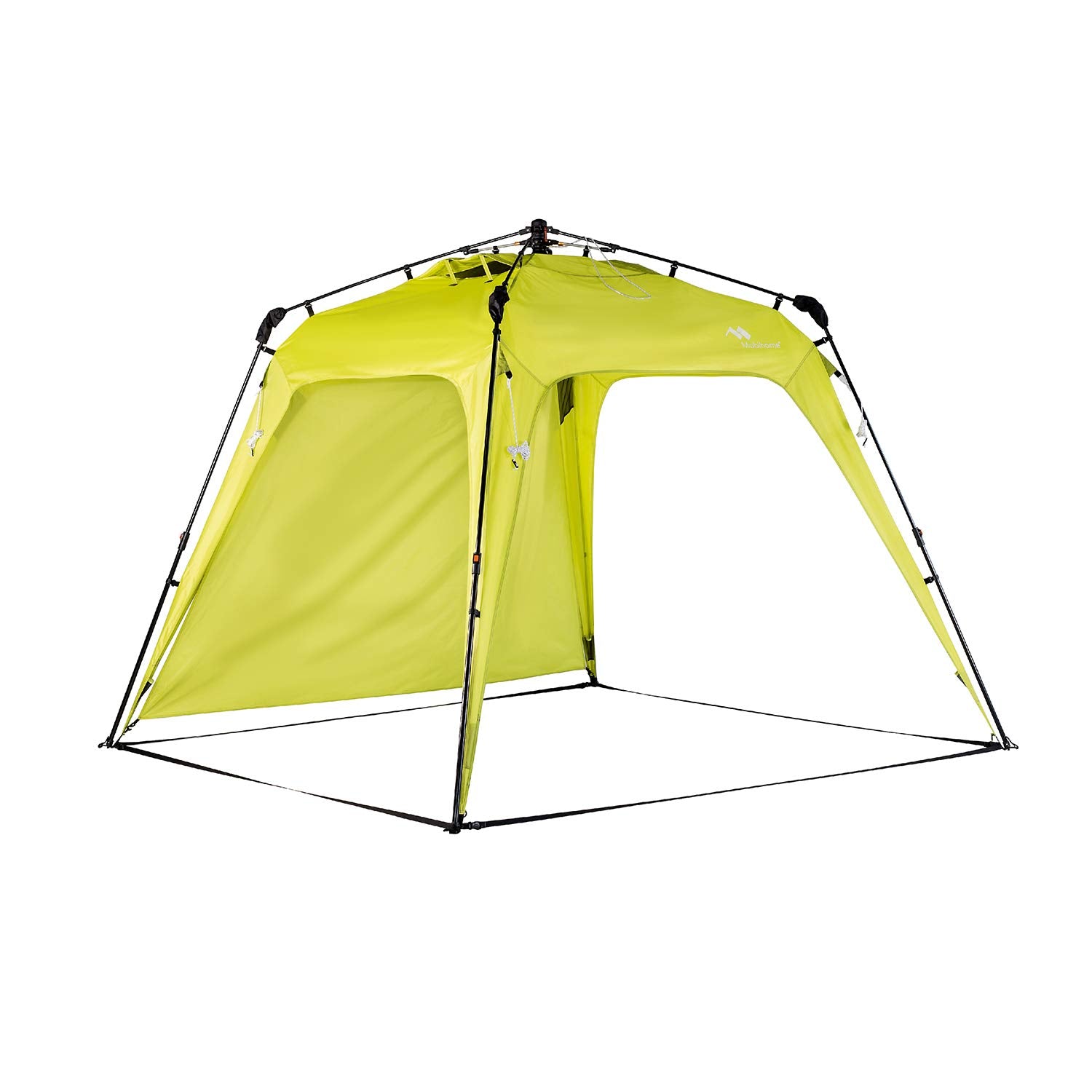 Mobihome canopy size comparison with chairs illustrating spacious capacity