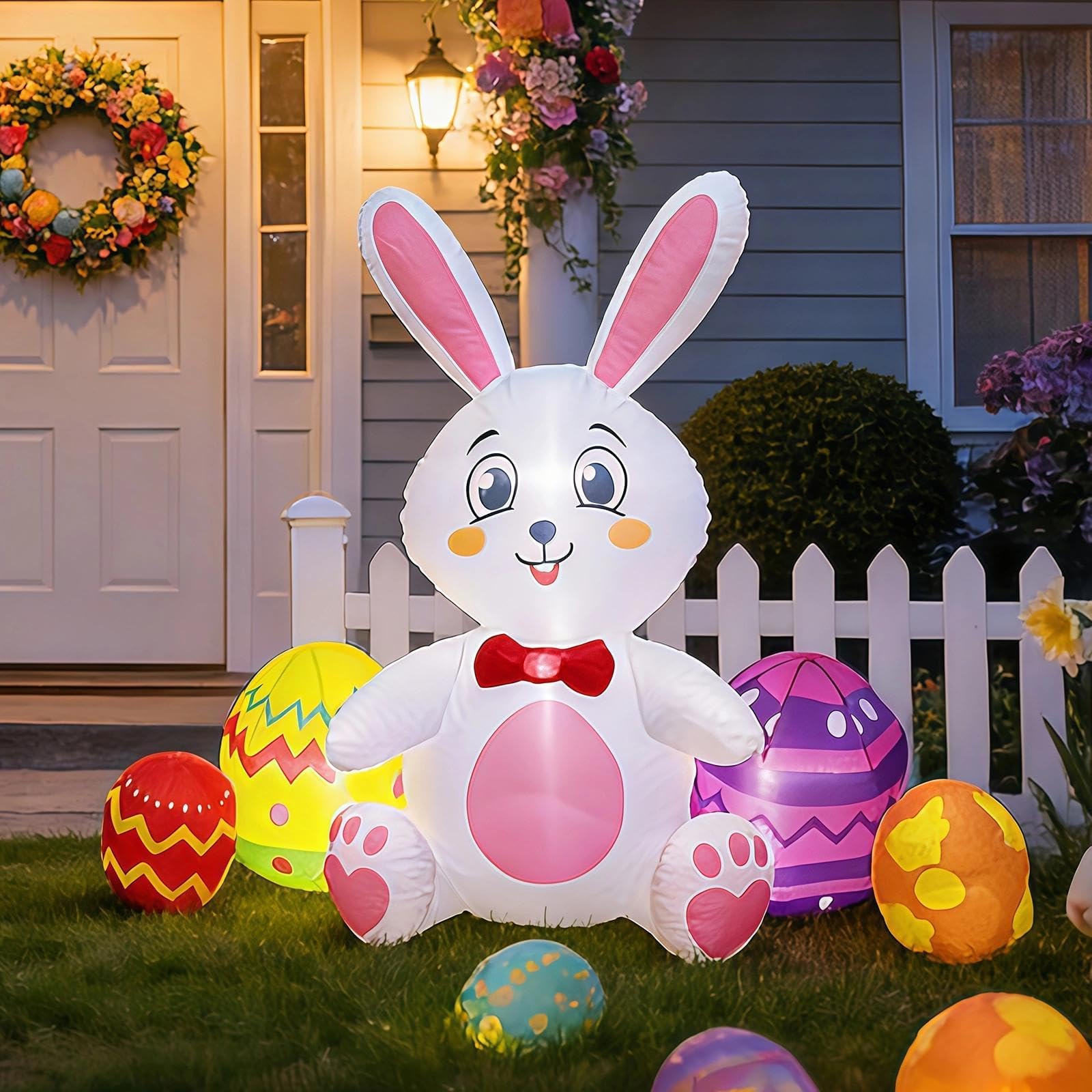 Mobpqable LED-lit display at night for visible evening egg hunts