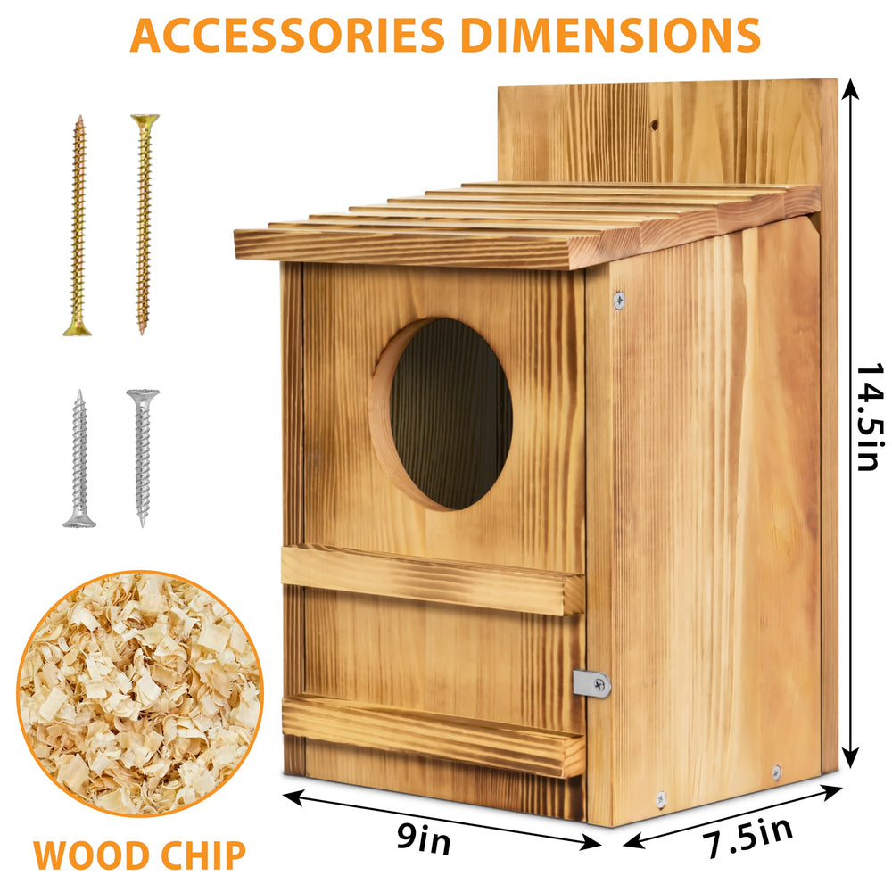 MOBYKE close-up entrance with interior scratching pole, shows predator-deterring design