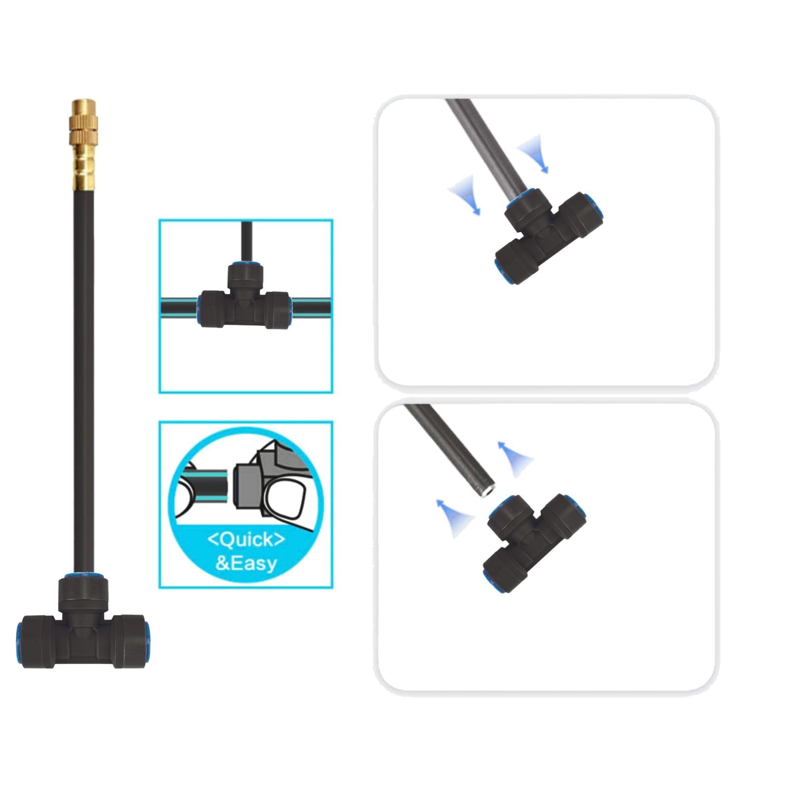 MOCOBER faucet with quick connector mounted showing leak-free connection benefit