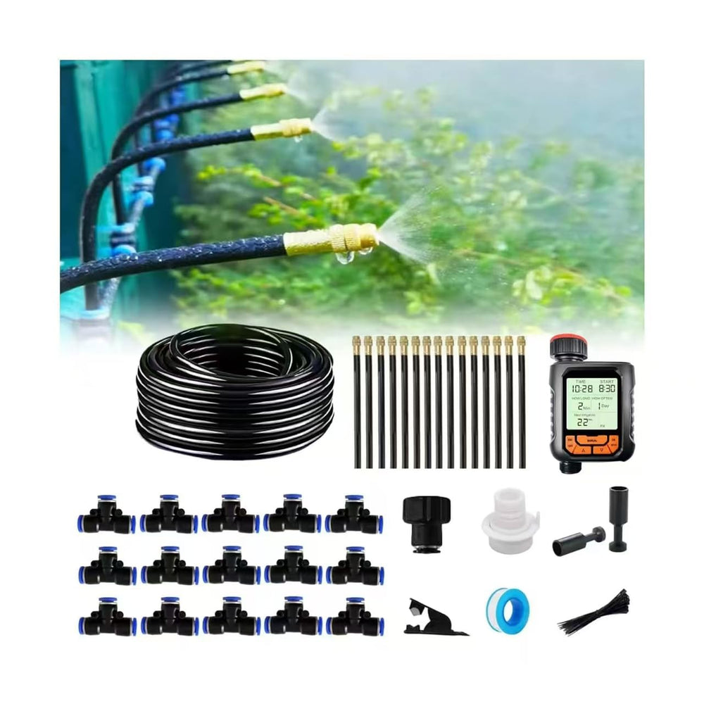 MOCOBER front view of complete irrigation kit showing included parts and benefits