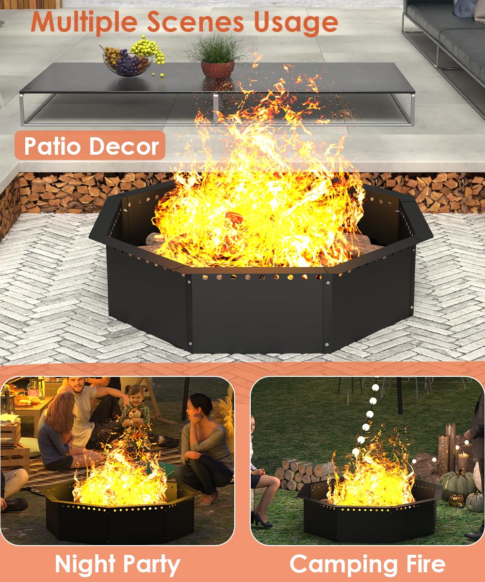 mocomax assembled fire pit on patio showing ready-to-use setup benefit simple installation
