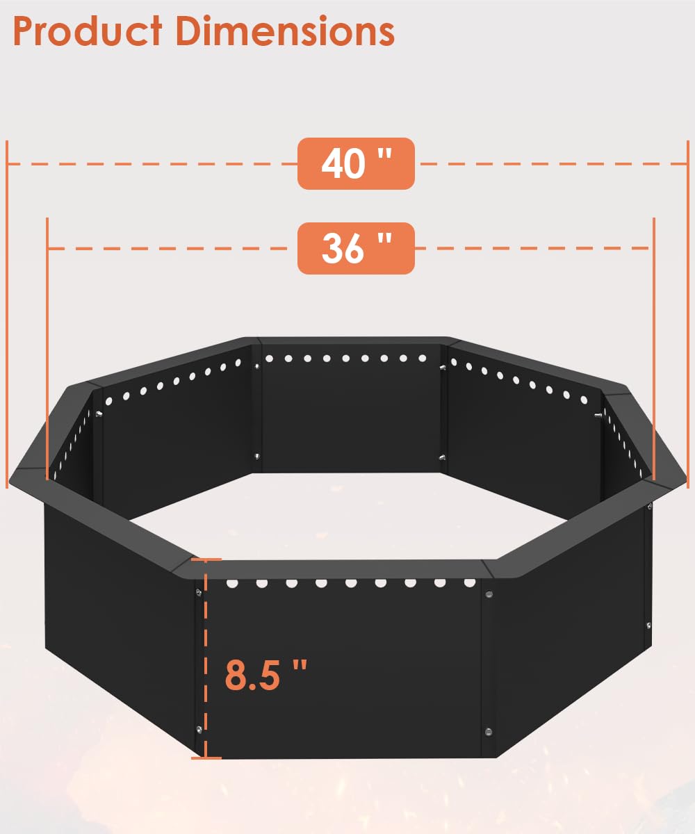 mocomax fire ring next to garden tools showing scale and size benefit easy planning
