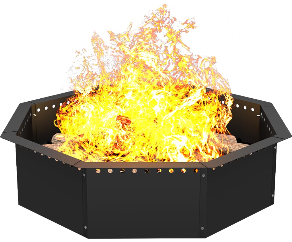 mocomax octagonal fire ring front view showing sturdy steel and clean design benefit durability