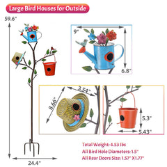 MOCOME close-up of watering-can house with flower motifs attracting birds and color