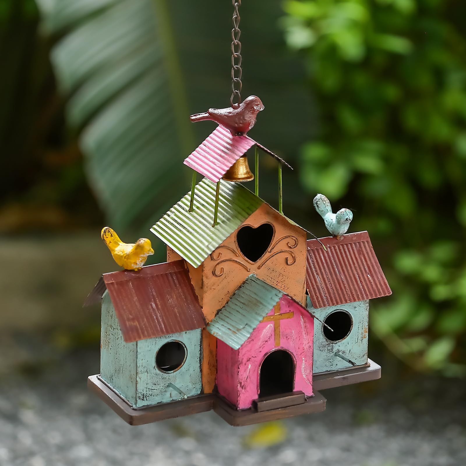 MOCOME waved roof and perching bird detail close-up, adds textured decorative interest