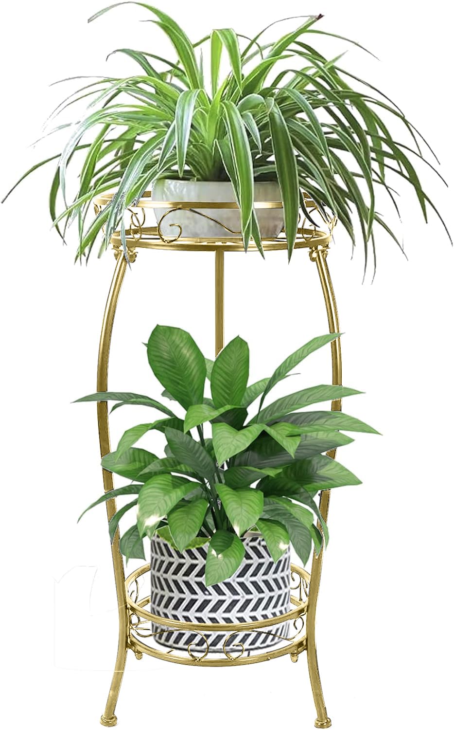 MOCORY front view of 2-tier plant stand showing stability and space saving