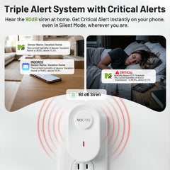 MOCREO hub sounding 90 dB alarm with night light for immediate local notification
