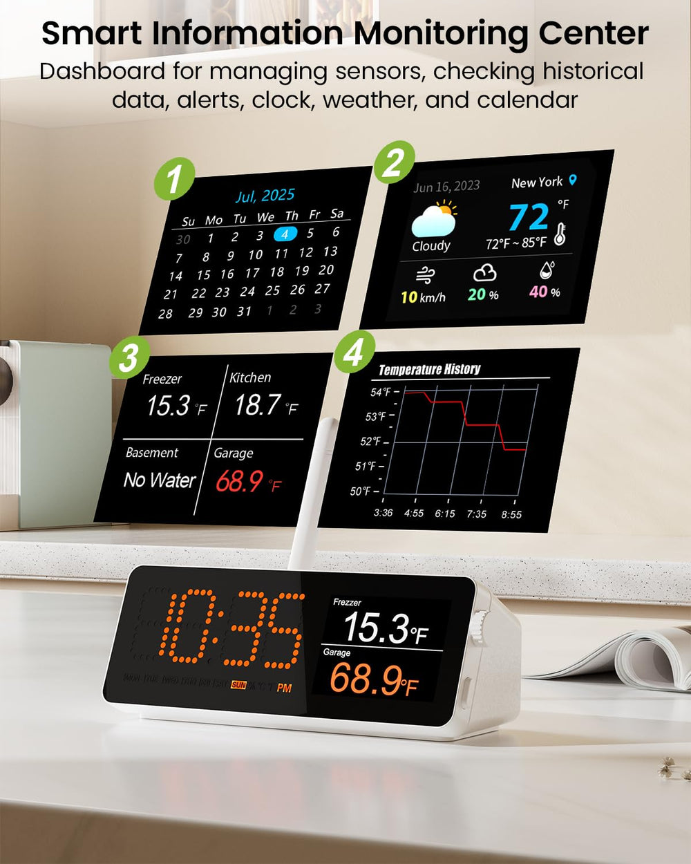 MOCREO sensors inside refrigerator showing temperature control and food safety benefit