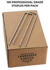Modern Grower staple securing landscape fabric showing stable hold and tidy appearance