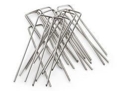 Modern Grower six-inch staple held in hand showing length for deep soil anchoring