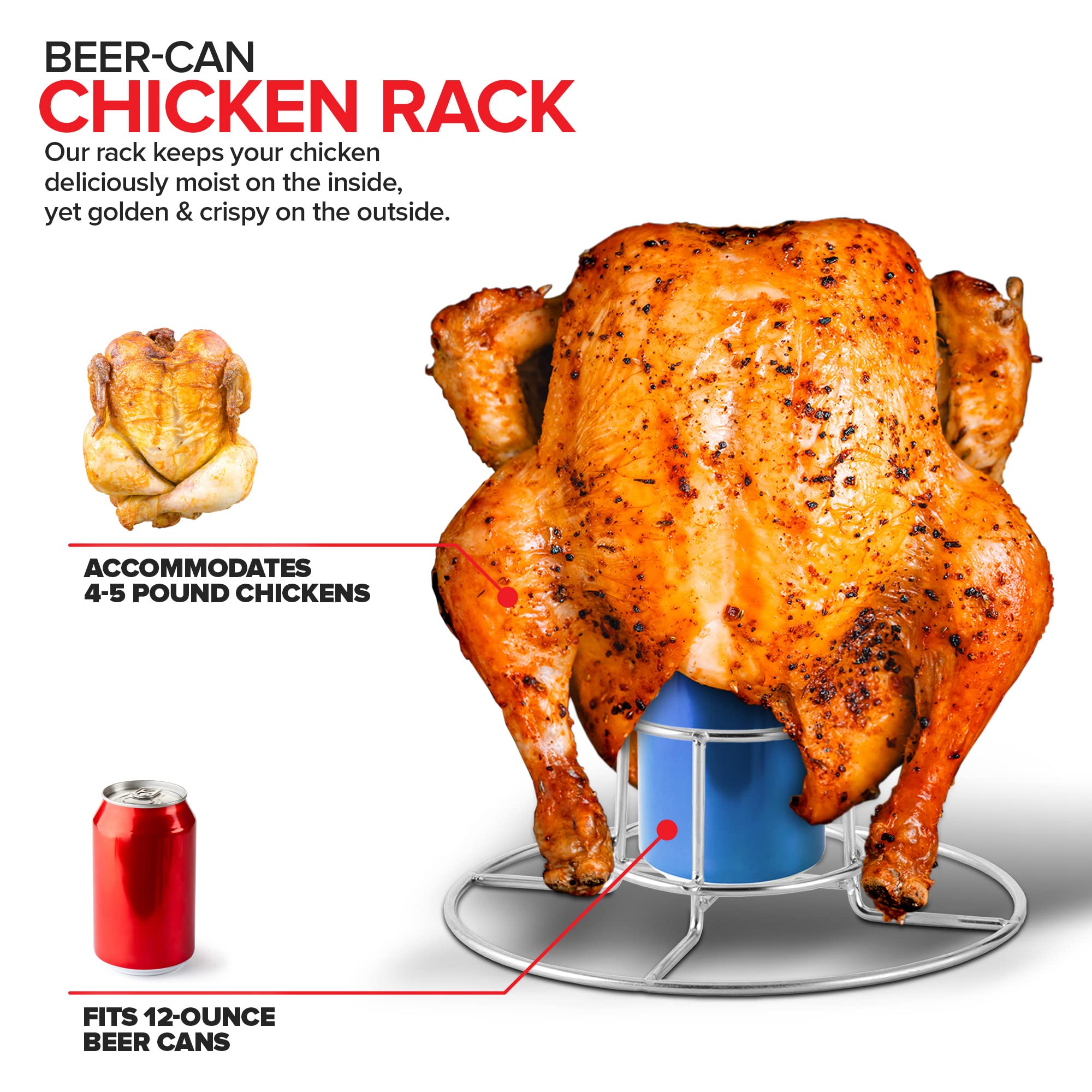 Modern Innovations drumstick rack holding chicken legs upright, promoting uniform cooking