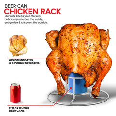 Modern Innovations drumstick rack holding chicken legs upright, promoting uniform cooking