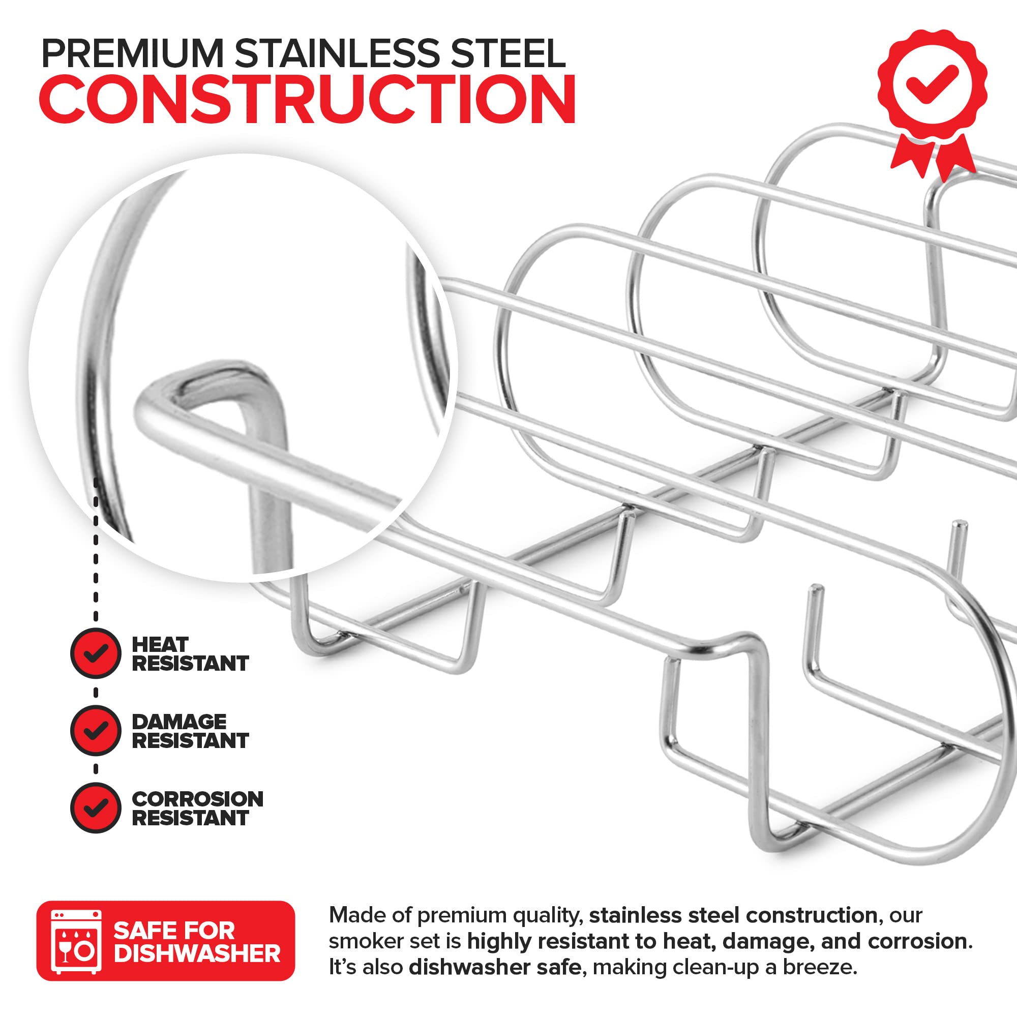 Modern Innovations 4-compartment rib rack inside smoker, maximizing rack capacity and even heat